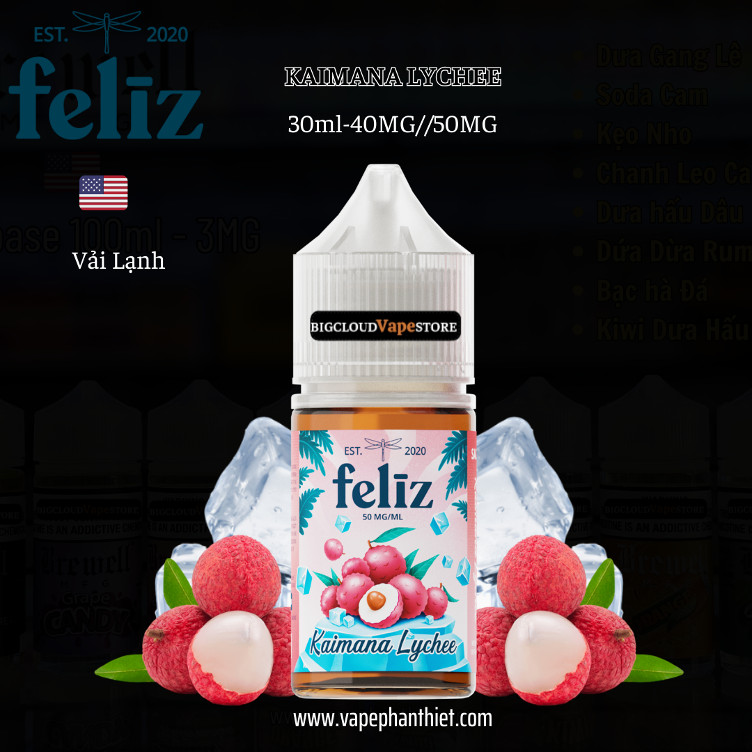 Feliz Salt 30ml 40MG//50MG Vải Lạnh